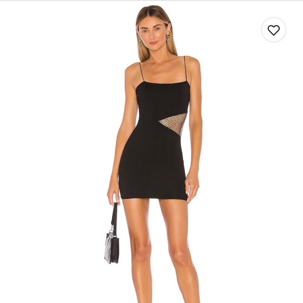 Superdown Black Mini Dress with Mesh Detail